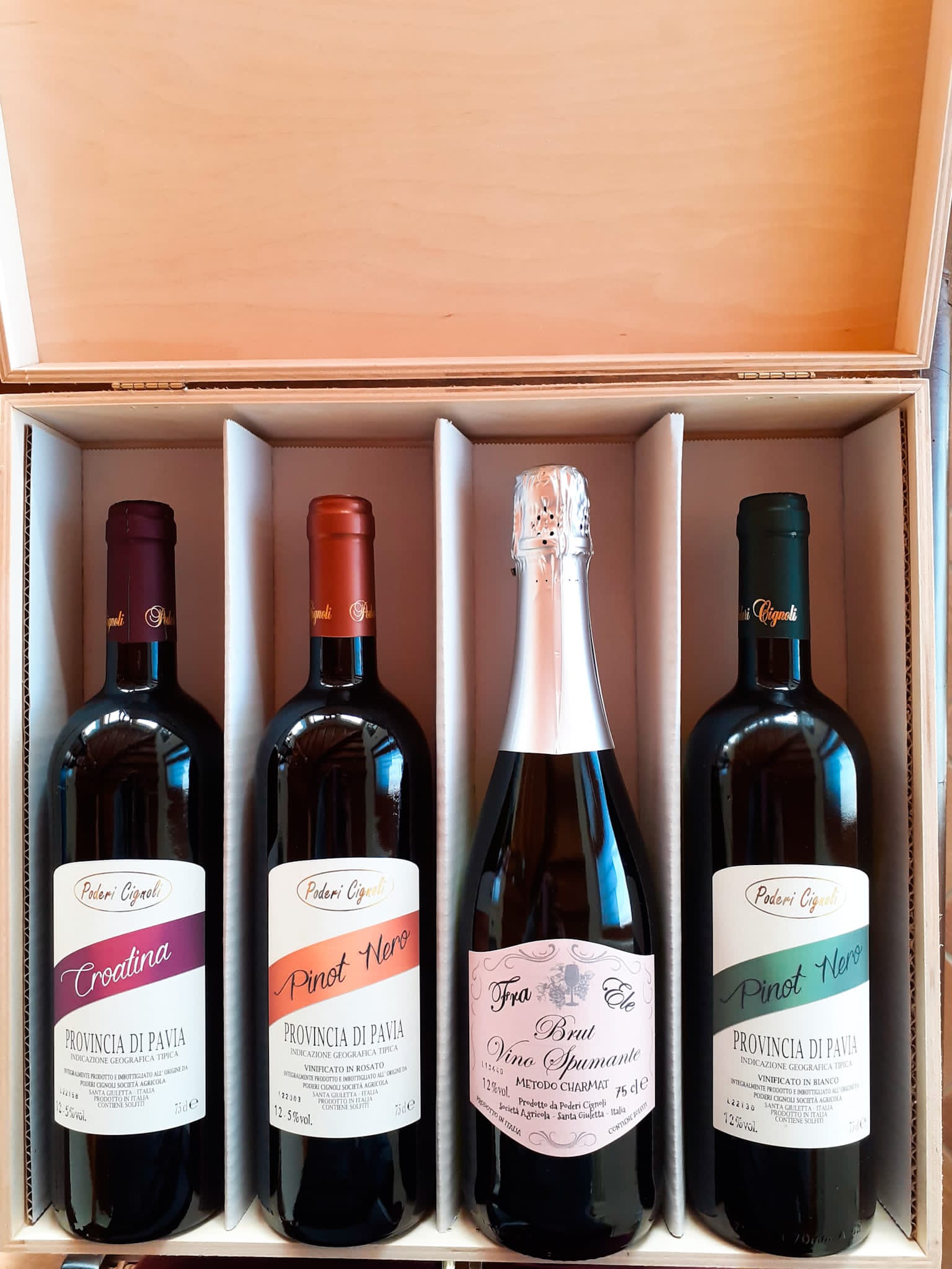 Cassetta in legno da 4 bottiglie